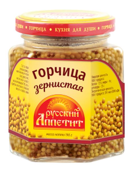 ГОРЧИЦА РУССКИЙ АППЕТИТ 190Г ЗЕРНИСТАЯ СТ/Б