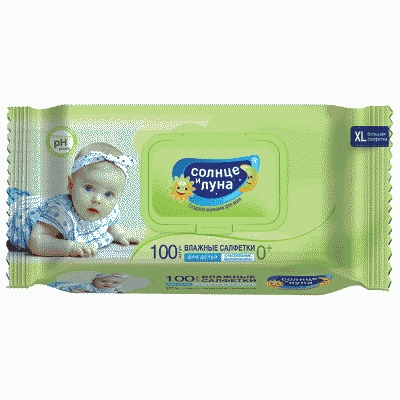 САЛФЕТКИ ВЛАЖНЫЕ СОЛНЦЕ И ЛУНА 100ШТ С ЭКСТРАКТОМ ЛИПЫ Д/ДЕТЕЙ С КРЫШКОЙ