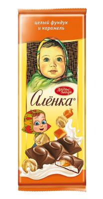 ШОКОЛАД КРАСНЫЙ ОКТЯБРЬ АЛЕНКА 165Г С НАЧИНКОЙ ЦЕЛЬНЫЙ ФУНДУК И КАРАМЕЛЬ