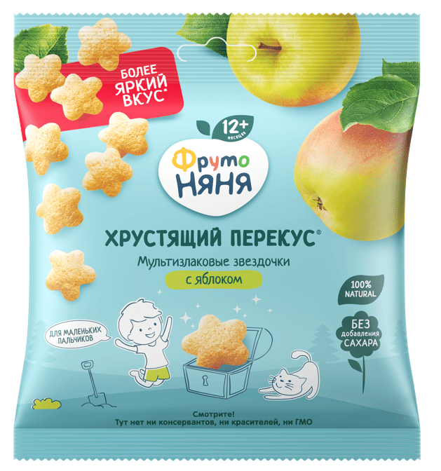 ПРОДУКТ ЭКСТРУДИРОВАННЫЙ ФРУТОНЯНЯ 21Г ХРУСТЯЩИЕ ЗЛАКИ ЗВЕЗДОЧКИ С ЯБЛОКОМ