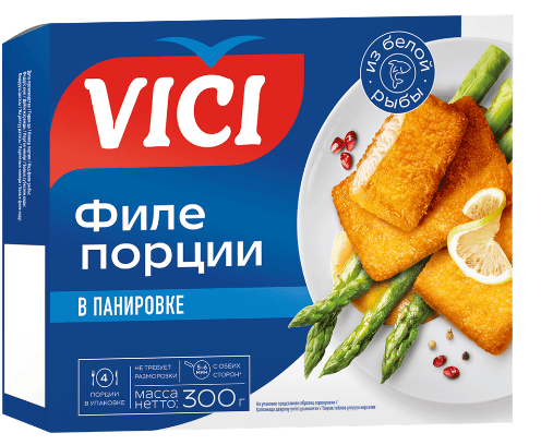 ПОРЦИИ ФИЛЕ МИНТАЯ ВИЧИ 300Г В ПАНИРОВКЕ ПРИОРИТИ