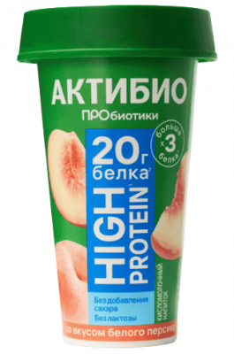 НАПИТОК АКТИБИО 190Г 1,5% СО ВКУСОМ БЕЛОГО ПЕРСИКА ВЫСОКОБЕЛК Б/ЛАКТОЗЫ КИСЛОМОЛ