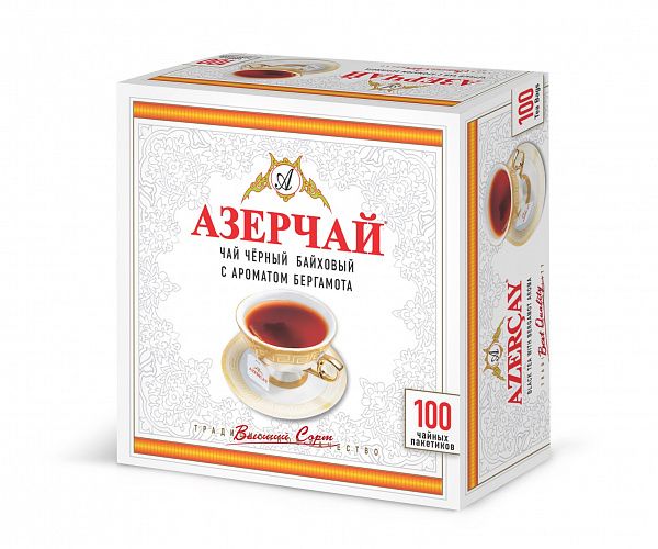 ЧАЙ АЗЕРЧАЙ 100*2Г ЧЕРНЫЙ БАЙХОВЫЙ С АРОМАТОМ БЕРГАМОТА ПАКЕТИРОВАННЫЙ