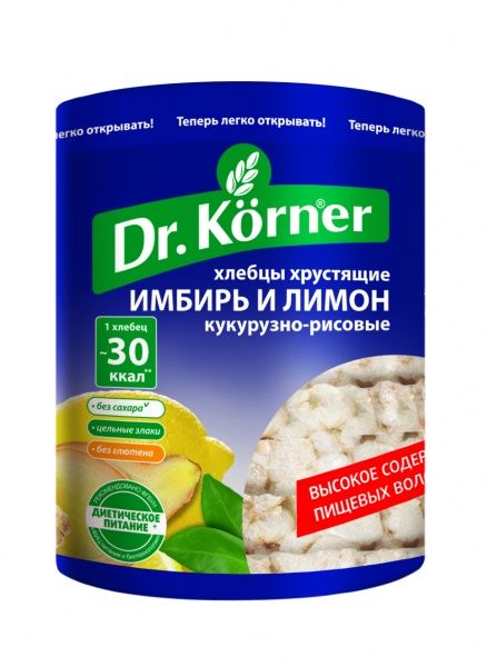 ХЛЕБЦЫ ХЛЕБПРОМ ДОКТОР КЕРНЕР 90Г КУКУРУЗНО-РИСОВЫЕ С ИМБИРЕМ И ЛИМОНОМ