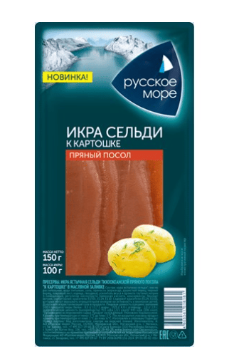 ИКРА СЕЛЬДИ ЯСТЫЧНАЯ РУССКОЕ МОРЕ 150Г ПРЯНОГО ПОСОЛА В МАСЛ ЗАЛИВКЕ К КАРТОШКЕ