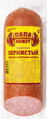 КОЛБАСА ПАПА МОЖЕТ 350Г СЕРВЕЛАТ ЗЕРНИСТЫЙ ВАР/КОПЧ ВАК/УП
