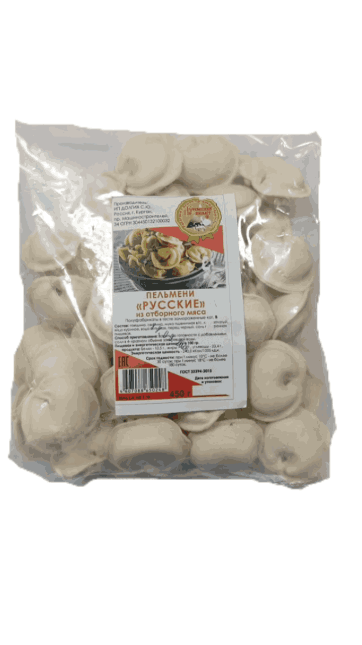 ПЕЛЬМЕНИ ДОЛГИХ 450Г РУССКИЕ