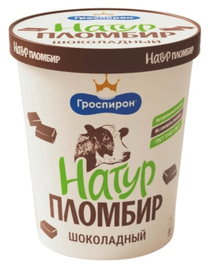 МОРОЖЕНОЕ ГРОСПИРОН 410Г ПЛОМБИР ШОКОЛАДНЫЙ