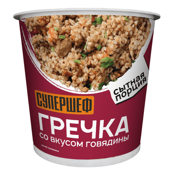 КАША СУПЕРШЕФ ГРЕЧКА 70Г МОМЕНТАЛЬНАЯ СО ВКУСОМ ГОВЯДИНЫ