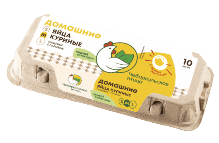 ЯЙЦО КУРИНОЕ ЧЕБАРКУЛЬ ДОМАШНЕЕ ОТБОРНОЕ 10ШТ ФАС