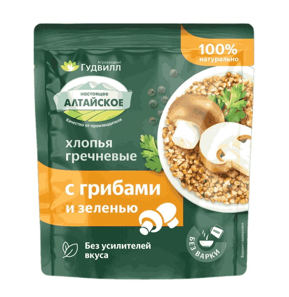 КАША ГУДВИЛЛ40Г ГРЕЧНЕВЫЕ ХЛОПЬЯ С ГРИБАМИ 40Г