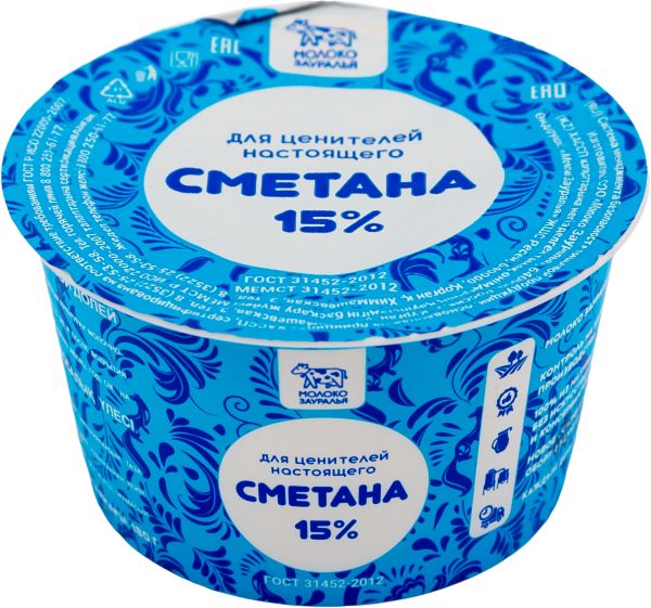 СМЕТАНА МОЛОКО ЗАУРАЛЬЯ 15% 180Г КЛАССИЧЕСКАЯ