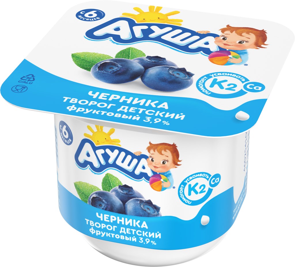 ТВОРОГ АГУША 3,9% 100Г С ЧЕРНИКОЙ ФРУКТОВЫЙ