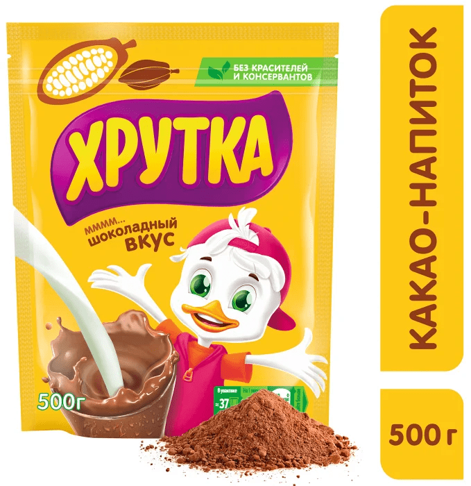 КАКАО-НАПИТОК ХРУТКА 500Г Б/Р ДЛЯ ПИТАНИЯ ДОШКОЛЬНОГО И ШКОЛЬНОГО ВОЗРАСТА ПАКЕТ