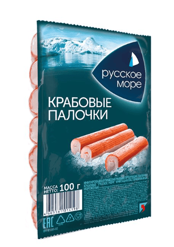 КРАБОВЫЕ ПАЛОЧКИ РУССКОЕ МОРЕ 100Г ИМИТАЦИЯ