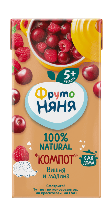НАПИТОК ФРУТОНЯНЯ 200МЛ ВИШНЯ МАЛИНА СОКОСОДЕРЖАЩИЙ КОМПОТ