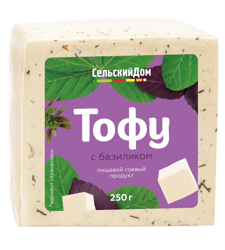 ПРОДУКТ РАСТИТЕЛЬНЫЙ СОЕВЫЙ СЕЛЬСКИЙ ДОМ ТОФУ 250Г С БАЗИЛИКОМ ВАК/УП