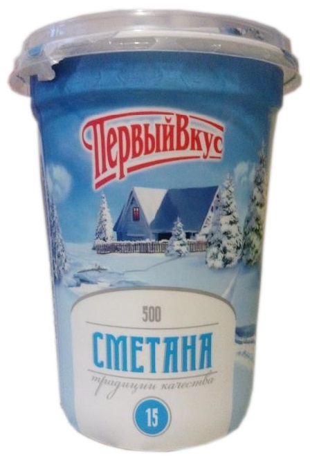 СМЕТАНА ПЕРВЫЙ ВКУС 15% 500Г СТАКАН