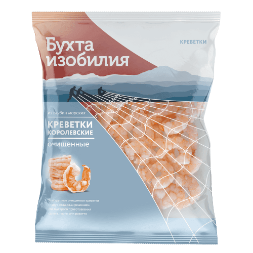 КРЕВЕТКИ КОРОЛЕВСКИЕ БУХТА ИЗОБИЛИЯ 500Г ОЧИЩЕННЫЕ ВАР/МОР