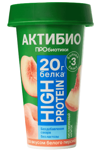 НАПИТОК АКТИБИО 190Г 1,5% СО ВКУСОМ БЕЛОГО ПЕРСИКА ВЫСОКОБЕЛК Б/ЛАКТОЗЫ КИСЛОМОЛ