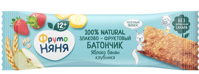 БАТОНЧИК ФРУТОНЯНЯ 25Г ЗЛАКОВО-ФРУКТОВЫЙ ЯБЛОКО БАНАН КЛУБНИКА