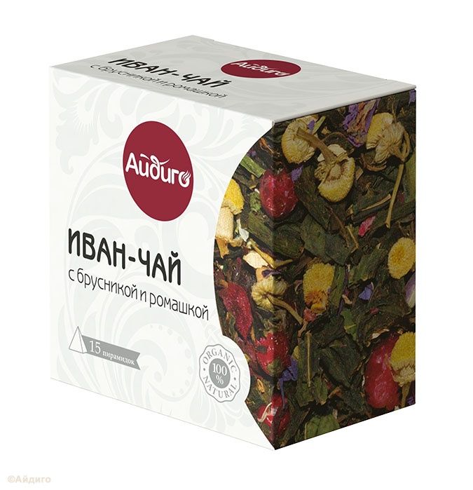 ЧАЙ АЙДИГО ИВАН-ЧАЙ С БРУСНИКОЙ И РОМАШКОЙ 2Г*15 ПИРАМИДКИ