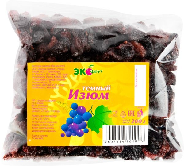 ИЗЮМ НАТСИ ЭКОФРУТ 200Г ТЕМНЫЙ