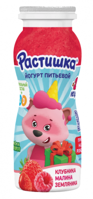 ЙОГУРТ ДАНОН РАСТИШКА 90Г 1,6% С КЛУБНИКОЙ МАЛИНОЙ И ЗЕМЛЯНИКОЙ ОБОГАЩ ПИТЬЕВОЙ