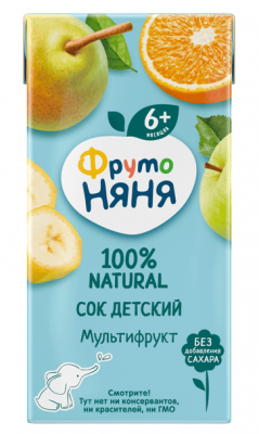 СОК ФРУТОНЯНЯ 200МЛ МУЛЬТИФРУКТ НЕОСВЕТЛЕННЫЙ Д/П
