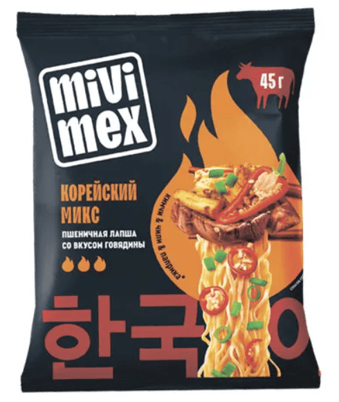 ВЕРМИШЕЛЬ Б/П МИВИМЭКС 45Г ПШЕНИЧ СО ВКУСОМ ГОВЯДИНЫ КОРЕЙСКИЙ МИКС