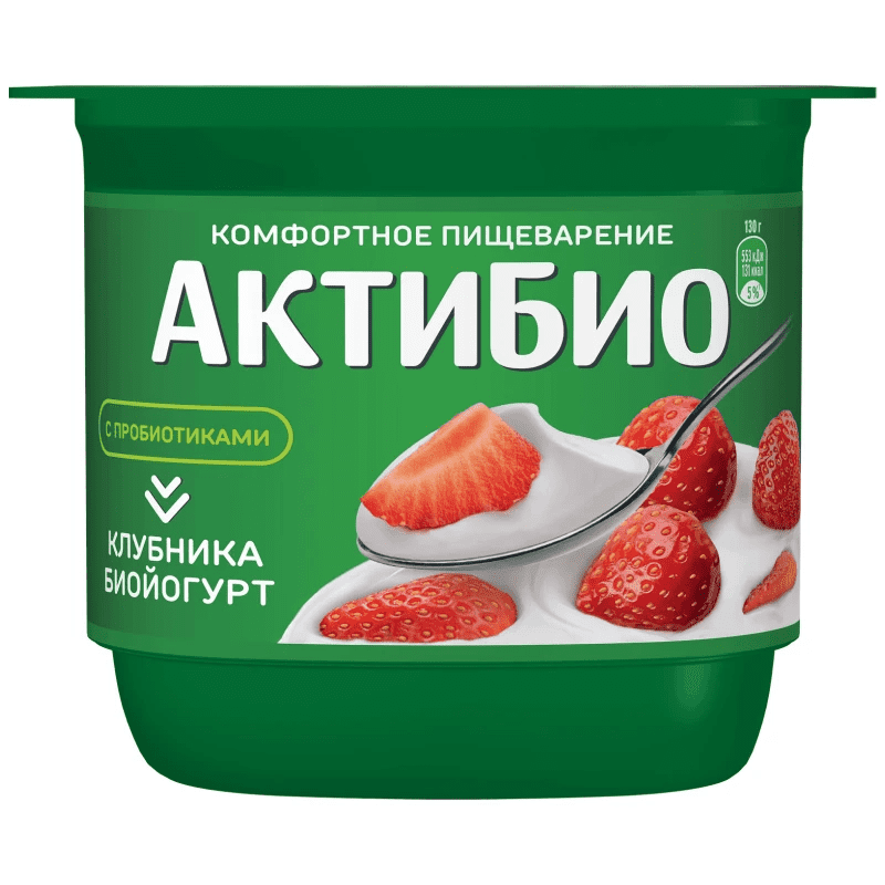 БИОЙОГУРТ АКТИБИО 2,9% 130Г С КЛУБНИКОЙ ОБОГАЩ БИФИДОБАКТЕРИЯМИ