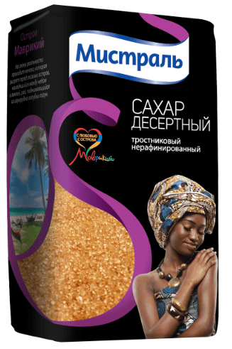 САХАР МИСТРАЛЬ 900Г ДЕСЕРТНЫЙ НЕРАФИНИРОВАННЫЙ ТРОСТНИКОВЫЙ ПАКЕТ
