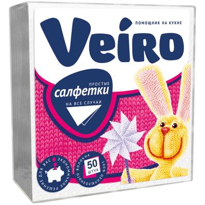 САЛФЕТКИ БУМАЖНЫЕ ВЕЙРО 24*24СМ 50Л 1-СЛОЙНЫЕ БЕЛЫЕ