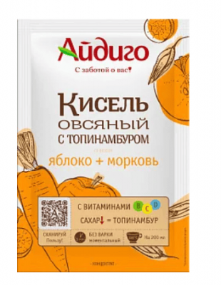КИСЕЛЬ АЙДИГО 30Г ОВСЯНЫЙ С ТОПИНАМБУРОМ ЯБЛОКО МОРКОВЬ