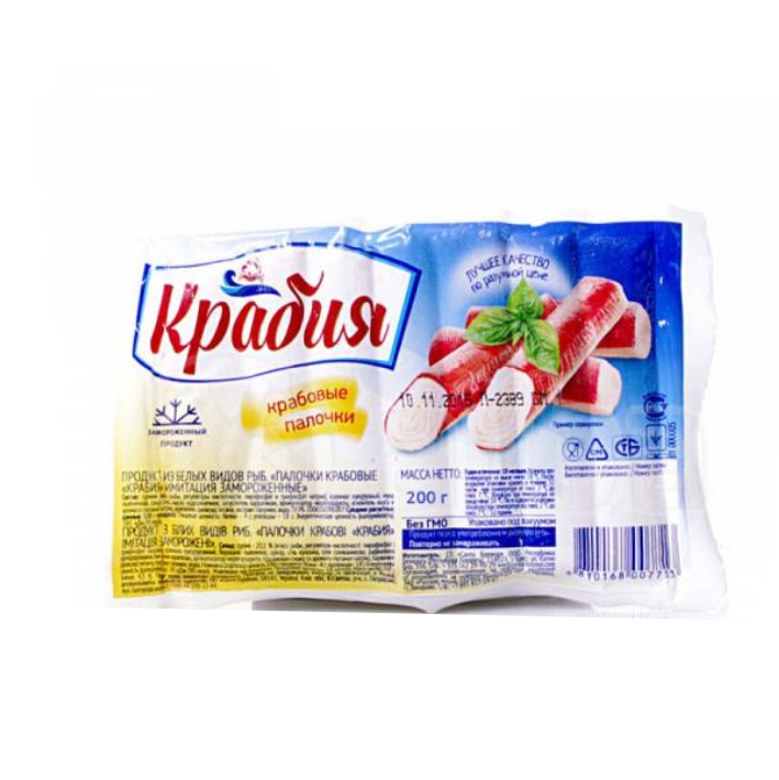 ПАЛОЧКИ КРАБОВЫЕ КРАБИЯ 200Г