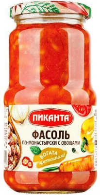 ФАСОЛЬ ПИКАНТА 470Г ПО-МОНАСТЫРСКИ С ОВОЩАМИ СТ