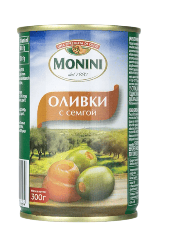 ОЛИВКИ МОНИНИ 300Г С СЕМГОЙ ЖБ КЛЮЧ