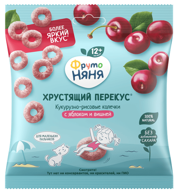 ПРОДУКТ ЭКСТРУДИРОВАННЫЙ ФРУТОНЯНЯ 21Г ХРУСТЯЩИЕ ЗЛАКИ ЯБЛОКО ВИШНЯ