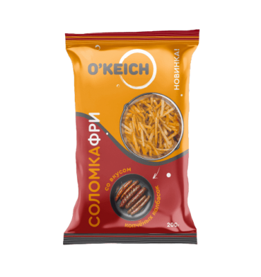ЧИПСЫ ОКЕЙЧ 90Г СОЛОМКА ФРИ КАРТОФЕЛЬНО-КУКУРУЗНЫЕ СО ВКУСОМ КОПЧЕНЫХ КОЛБАСОК