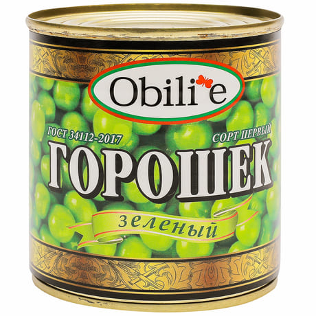 ГОРОШЕК ЗЕЛЁНЫЙ ОБИЛИЕ 400Г/420Г ГОСТ ЖБ