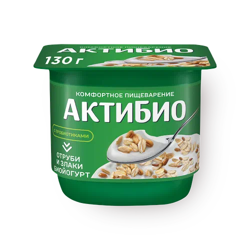 БИОЙОГУРТ АКТИБИО 2,9% 130Г С ОТРУБЯМИ И ЗЛАКАМИ ОБОГАЩ БИФИДОБАКТЕРИЯМИ