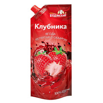КЛУБНИКА БУЗДЯКСКИЙ 280Г ЯГОДЫ ПРОТЕРТЫЕ С САХАРОМ Д/ПАК