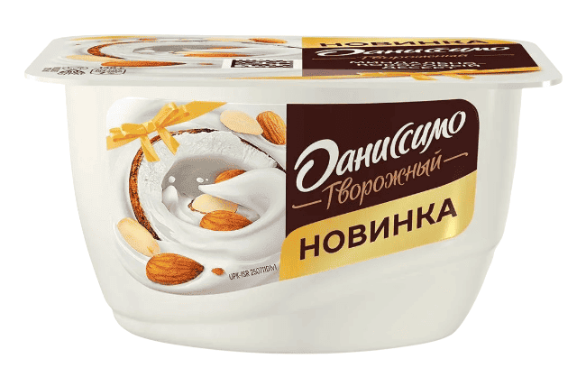 ПРОДУКТ ТВОРОЖ ДАНИССИМО 6,8% 130Г С НАПОЛ МИНДАЛЬНО-КОКОСОВЫЙ ДЕСЕРТ