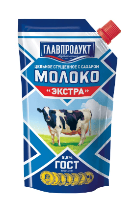 МОЛОКО СГУЩЕННОЕ ГЛАВПРОДУКТ ЭКСТРА 270Г 8,5% ГОСТ Д/ПАК