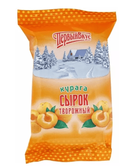 СЫРОК ТВОРОЖНЫЙ ПЕРВЫЙ ВКУС 90Г 4,5% С САХАРОМ И КУРАГОЙ ФЛОУПАК