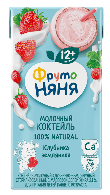 КОКТЕЙЛЬ МОЛОЧНЫЙ ФРУТОНЯНЯ 0,2Л 2,1% КЛУБНИЧНО-ЗЕМЛЯНИЧНЫЙ Д/П
