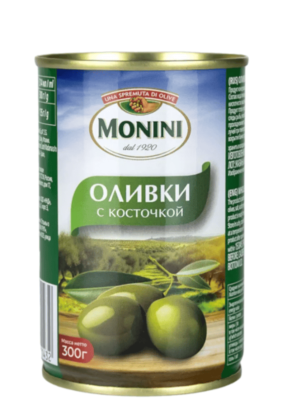 ОЛИВКИ МОНИНИ 300г С КОСТОЧКОЙ ЖБ КЛЮЧ