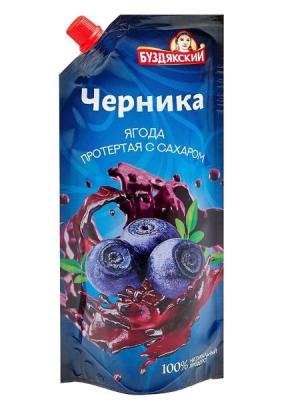ЧЕРНИКА БУЗДЯКСКИЙ 280Г ЯГОДЫ ПРОТЕРТЫЕ С САХАРОМ Д/ПАК