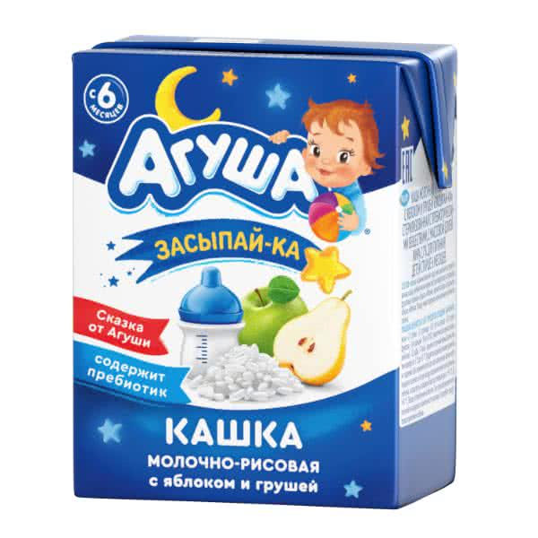 КАША АГУША ЗАСЫПАЙ-КА 2,7% 200МЛ МОЛОЧ РИСОВАЯ С ЯБЛОКОМ И ГРУШЕЙ С ПРЕБИОТИКАМИ