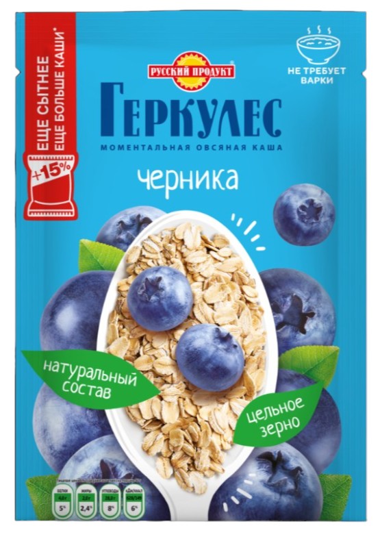 КАША РУССКИЙ ПРОДУКТ 40Г ОВСЯНАЯ С ЧЕРНИКОЙ